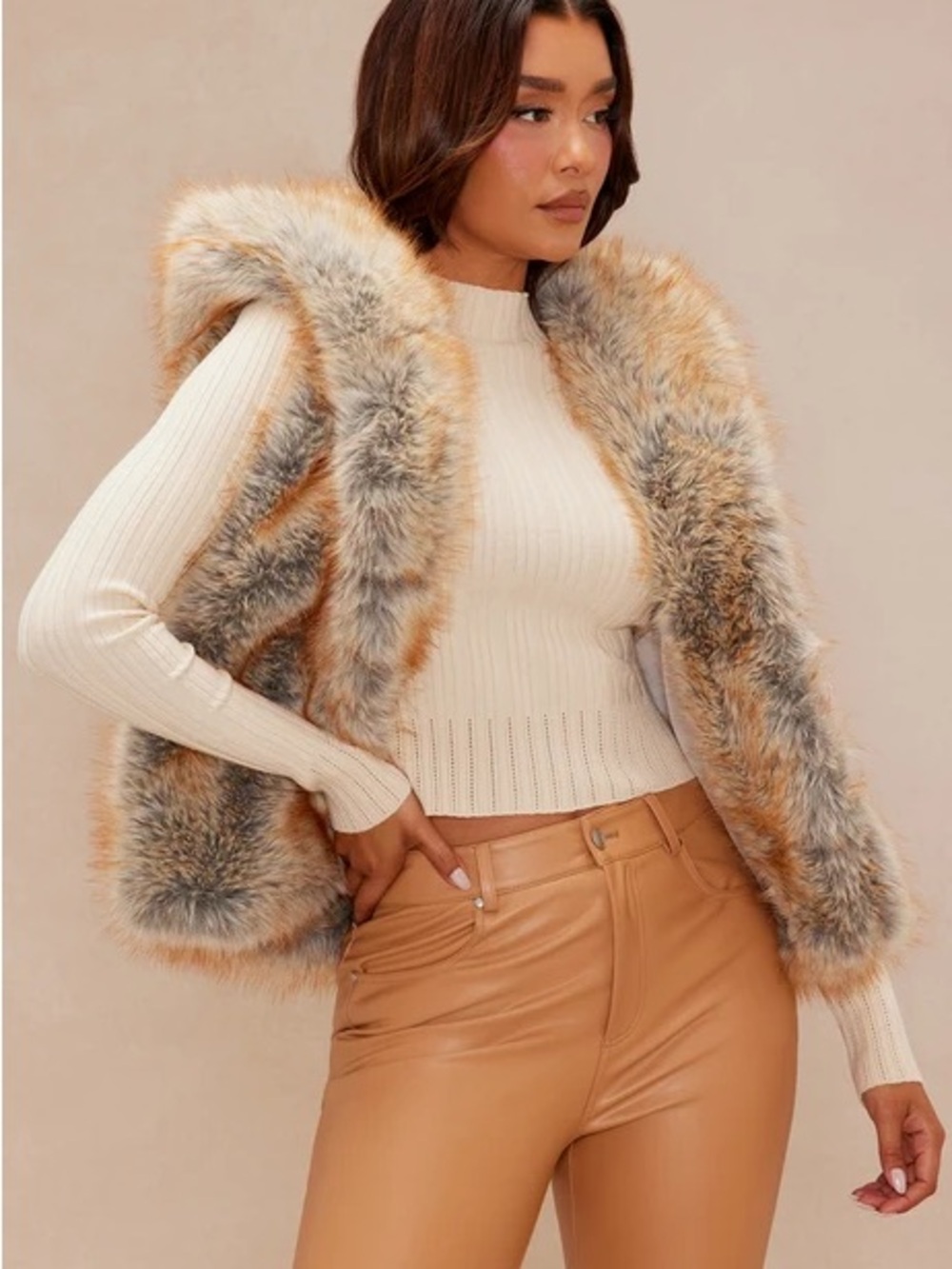 Raven Faux Fur Hooded Vest